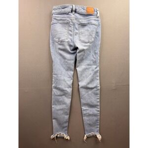 American Eagle Skinny Jeans Womens Light‎ Blue Raw Hem Stretch 000 Regular